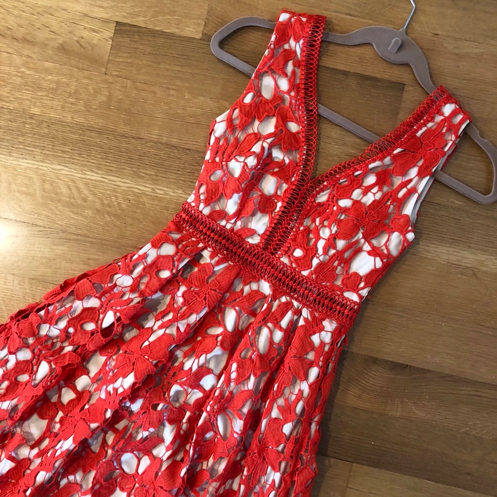 Gianni Bini Red Embroidered Dress